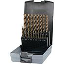 RUKO draaiboorset DIN 338 UNI, HSS-Co5, Ø 1-10 mm, 19 st., drievlakkige schacht, punthoek 135°, kunststof koffer