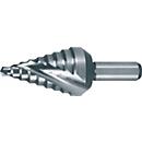 RUKO Stufenbohrer HSS, Ø 4-20 mm, Spiralnut, L 58 mm, Kreuzanschliff, Spitzenwinkel 118°, für Schaltschrankbau