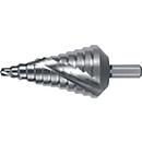 RUKO Stufenbohrer HSS, Bohrbereich 6-38 mm, Spiralnut, 2 Schneiden, Spitzenwinkel 118°, Schaft mit 3 Spannflächen