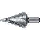 RUKO Stufenbohrer, HSS Spiralnut, Ø 5-28 mm, L 69 mm, 7 Stufen, 2 Schneiden, Spitzenwinkel 118°, Schaft Ø 10 mm