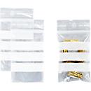 Sachets à fermeture à pression - polypropylène - 50% de matières régénérées - 40 × 60 mm - 50 µm - transparent - avec 3 zones inscriptibles - 1000 pièces par paquet