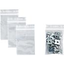Sachets à fermeture à pression - polypropylène - 50% de matières régénérées - 60 × 80 mm - 50 µm - transparent - sans zone inscriptible - 1000 pièces par paquet