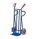 Sack truck, solid rubber tires, safety handles, 18 kg, load capacity 250 kg, gentian blue RAL 5012