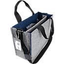 Sacoche pour ordinateur portable Sigel Desk Sharing Bag Bicolor M, pour ordinateurs portables jusqu'à 15,4″, 2 grands compartiments/2 poches latérales, poignées, bandoulière, feutre synthétique, bleu foncé-gris