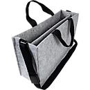 Sacoche pour ordinateur portable Sigel Desk Sharing Bag Classic L, pour ordinateurs portables jusqu'à 17,3″, 2 grands et 5 petits compartiments, poignées, bandoulière, feutre synthétique gris clair