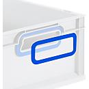 Schäfer Shop : anneaux de préhension Pure ColorClip pour caisses Euro de la série Economy 400 x 300 et 600 x 400, en plastique, bleus, lot de 2