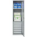 Schäfer Shop Armoire à matériel Genius FS, 5 HC, verrouillable, 2 tablettes/6 tiroirs, jusqu'à 250 kg, L 545 x P 520 x H 1950 mm, acier, alu blanc/alu blanc