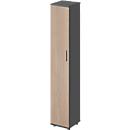 Schäfer Shop Armoire à portes battantes Genius TETRIS WOOD, 6 compartiments, L 400 x P 421 x H 2 270 mm, hauteur patins compris, porte à gauche graphite/chêne
