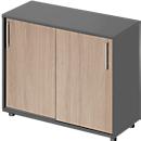 Schäfer Shop Armoire à portes coulissantes Genius TETRIS WOOD, 2 compartiments, L 1 000 mm, hauteur patins compris, graphite/chêne