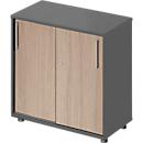 Schäfer Shop Armoire à portes coulissantes Genius TETRIS WOOD, 2 compartiments, L 800 mm, hauteur patins compris, graphite/chêne