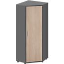 Schäfer Shop Armoire d'angle Genius TETRIS WOOD, 5 étagères, L 800 x H 1 910 mm, hauteur patins compris, graphite/chêne