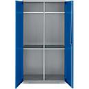 Schäfer Shop Armoire multi-usages Genius FS, modulaire, extensible individuellement, paroi médiane, 4 étagères, jusqu'à 450 kg, L 1055 x P 520 x H 1950 mm, alu blanc/bleu genièvre