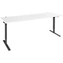 Schäfer Shop Bureau Genius AERO FLEX, réglage électrique de la hauteur, rectangle, pied en C, L 2000 x P 800 x H 700-1200 mm, blanc/noir + panneau de mémoire