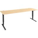 Schäfer Shop Bureau Genius AERO FLEX, réglage électrique de la hauteur, rectangle, pied en C, L 2000 x P 800 x H 700-1200 mm, érable/noir + panneau de mémoire