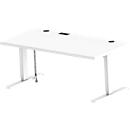 Schäfer Shop Bureau Genius Elements, réglage électrique de la hauteur, rectangulaire, pied en T, L 1800 x P 800 x H 645-1300 mm, blanc + encastrement technique