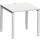 Schäfer Shop Bureau Genius Modena Flex, carré, 4 pieds en tube rectangulaire, L 800 x P 800 x H 650-850 mm, gris clair/aluminium blanc