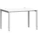 Schäfer Shop Bureau Genius Modena Flex, rectangulaire, 4 pieds en tube rectangulaire, L 1200 x P 800 x H 650-850 mm, blanc/aluminium blanc