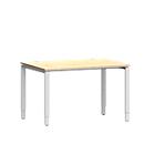 Schäfer Shop Bureau Genius Modena Flex, rectangulaire, 4 pieds en tube rectangulaire, L 1200 x P 800 x H 650-850 mm, érable/aluminium blanc