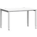 Schäfer Shop Bureau Genius Modena Flex, rectangulaire, 4 pieds en tube rectangulaire, L 1200 x P 800 x H 650-850 mm, gris clair/aluminium blanc