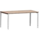 Schäfer Shop Bureau Genius Modena Flex, rectangulaire, 4 pieds en tube rectangulaire, L 1600 x P 800 x H 650-850 mm, décor chêne/aluminium blanc