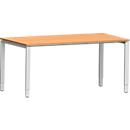 Schäfer Shop Bureau Genius Modena Flex, rectangulaire, 4 pieds en tube rectangulaire, L 1600 x P 800 x H 650-850 mm, hêtre/aluminium blanc