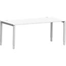 Schäfer Shop Bureau Genius Modena Flex, rectangulaire, 4 pieds en tube rectangulaire, L 1800 x P 800 x H 650-850 mm, blanc/aluminium blanc