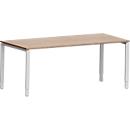 Schäfer Shop Bureau Genius Modena Flex, rectangulaire, 4 pieds en tube rectangulaire, L 1800 x P 800 x H 650-850 mm, décor chêne/aluminium blanc