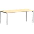 Schäfer Shop Bureau Genius Modena Flex, rectangulaire, 4 pieds en tube rectangulaire, L 1800 x P 800 x H 650-850 mm, érable/aluminium blanc