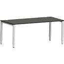 Schäfer Shop Bureau Genius Modena Flex, rectangulaire, 4 pieds en tube rectangulaire, L 1800 x P 800 x H 650-850 mm, graphite/aluminium blanc