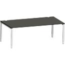 Schäfer Shop Bureau Genius Modena Flex, rectangulaire, 4 pieds en tube rectangulaire, L 2000 x P 1000 x H 650-850 mm, graphite/aluminium blanc