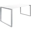 Schäfer Shop Bureau Genius Modena Flex, réglable en hauteur, forme rectangulaire, pied en forme d'étrier, largeur 1600 mm, blanc