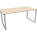 Schäfer Shop Bureau Genius Modena Flex, réglable en hauteur, forme rectangulaire, pied en forme d'étrier, largeur 1600 mm, décor érable