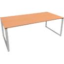 Schäfer Shop Bureau Genius Modena Flex, réglable en hauteur, forme rectangulaire, pied en forme d'étrier, largeur 2000 mm, décor hêtre