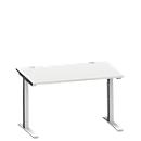 Schäfer Shop Bureau Genius MODENA FLEX, tube rectangulaire à piétement en C, L 1200 x P 800 mm, gris clair/alu blanc