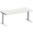 Schäfer Shop Bureau Genius MODENA FLEX, tube rectangulaire à piétement en C, L 1800 x P 800 mm, gris clair/alu blanc