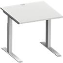 Schäfer Shop Bureau Genius MODENA FLEX, tube rectangulaire à piétement en C, L 800 x P 800 mm, gris clair/alu blanc