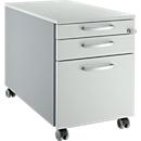 Schäfer Shop Caisson roulant Select 126, 1 tiroir, extension HR &amp; ustensiles, poignées rondes, blanc alu/gris clair/gris clair
