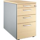 Schäfer Shop : caisson sur pied Genius 1336, avec poignée ronde, L 435 x H 717 mm, blanc aluminium/blanc aluminium/décor érable