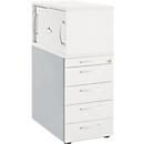 Schäfer Shop Caisson sur pied Genius avec armoire à poser, y compris porte coulissante, entièrement verrouillable, poignée ronde, blanc