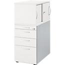 Schäfer Shop Caisson sur pied Genius avec armoire à poser, y compris porte coulissante, entièrement verrouillable, poignée ronde, blanc