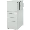 Schäfer Shop Caisson sur pied Genius avec armoire à poser, y compris porte coulissante, entièrement verrouillable, rainure de poignée latérale, gris clair