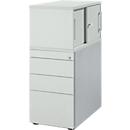 Schäfer Shop Caisson sur pied Genius avec armoire à poser, y compris porte coulissante, entièrement verrouillable, rainure de poignée latérale, gris clair