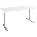 Schäfer Shop Escritorio Genius AERO FLEX, regulable eléctricamente en altura, rectangular, pie en T, An 1800 x Pr 800 x Al 620-1280 mm, aluminio blanco/blanco