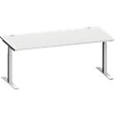 Schäfer Shop Escritorio Genius MODENA FLEX, rectangular, tubo rectangular con patas en T, An 1800 x P 800 x Al 650-850 mm, aluminio gris claro/blanco