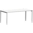 Schäfer Shop Escritorio Genius Modena Flex, rectangular, tubo rectangular de 4 patas, ancho 1800 x fondo 800 x alto 650-850 mm, aluminio gris claro/blanco