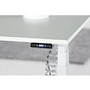 Schäfer Shop Escritorio Genius MODENA FLEX, regulable eléctricamente en altura, rectangular, pata en T, An 1800 x Pr 800 x Al 645-1290 mm, aluminio blanco/blanco