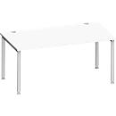 Schäfer Shop Escritorio Genius MODENA FLEX, tubo redondo de 4 patas, ancho 1600 x fondo 800 mm, aluminio blanco/blanco