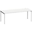 Schäfer Shop Escritorio Genius MODENA FLEX, tubo redondo de 4 patas, ancho 2000 x fondo 1000 mm, aluminio gris claro/blanco