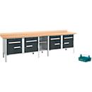 Schäfer Shop Établi à caisson Select PWi 300-0, plateau en hêtre multiplex, jusqu'à 750 kg, L 3000 x P 700 x H 840 mm, alu blanc/anthracite + caisse de transport Carry gratuite