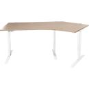 Schäfer Shop Genius AERO FLEX hoekbureau, elektrisch in hoogte verstelbaar, hoek 135° rechts, B 2165 mm, eiken/wit + memoryplaat